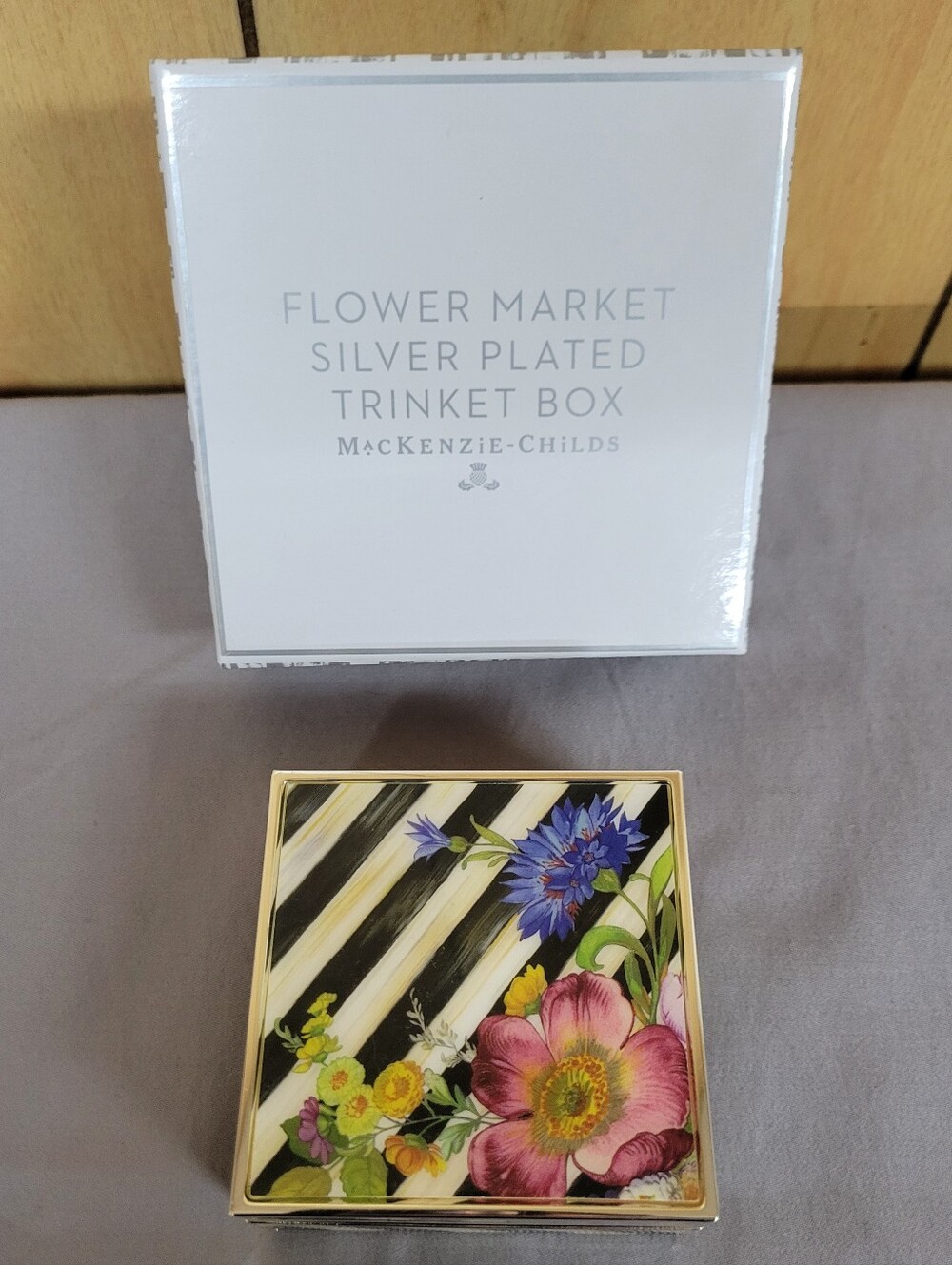 Mackenzie-Childs Flower Market Silver Plated Trinket Box